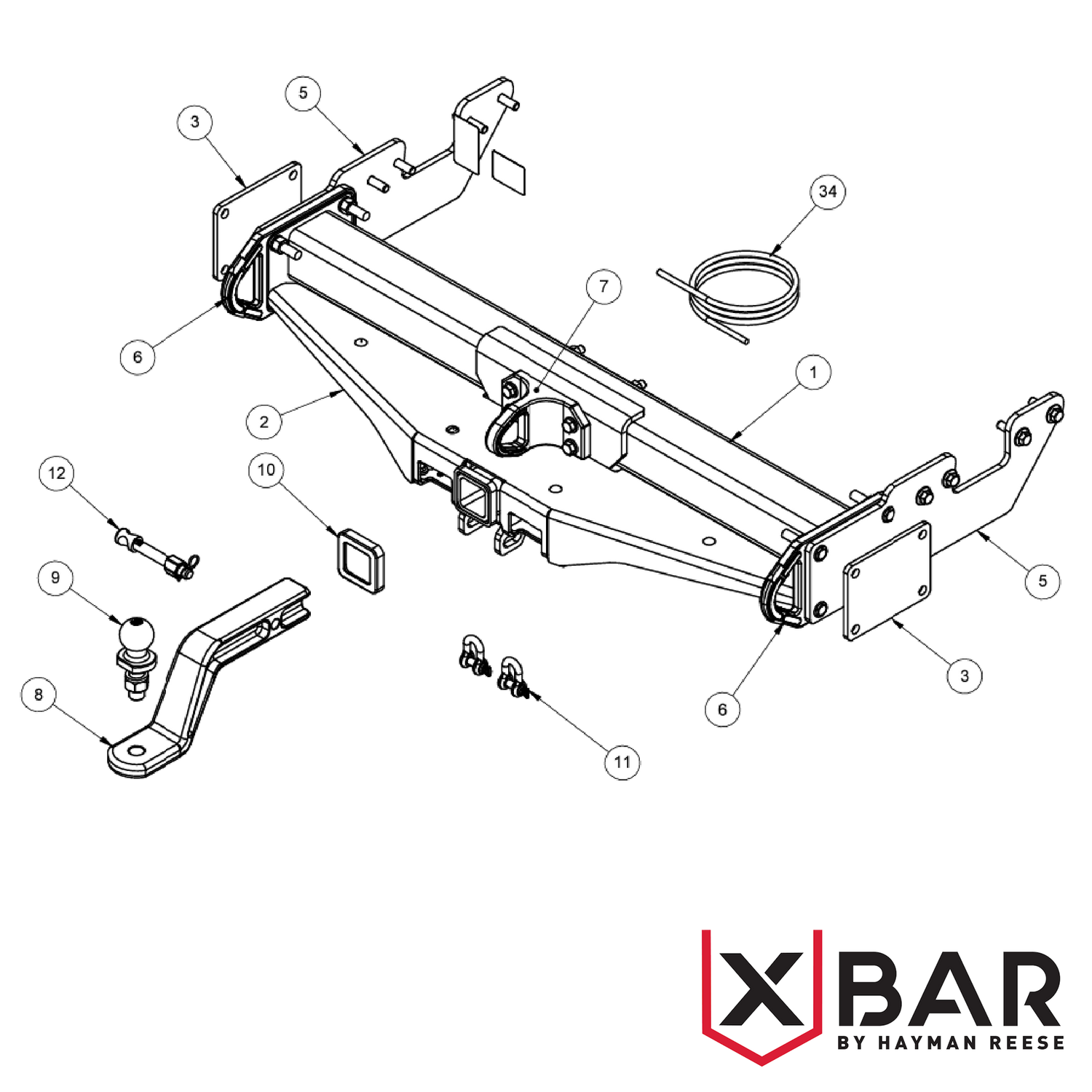 X-Bar Toyota HiLux GUN Cab Chassis Without Bumper 09/2015 - On - Towbar Kit