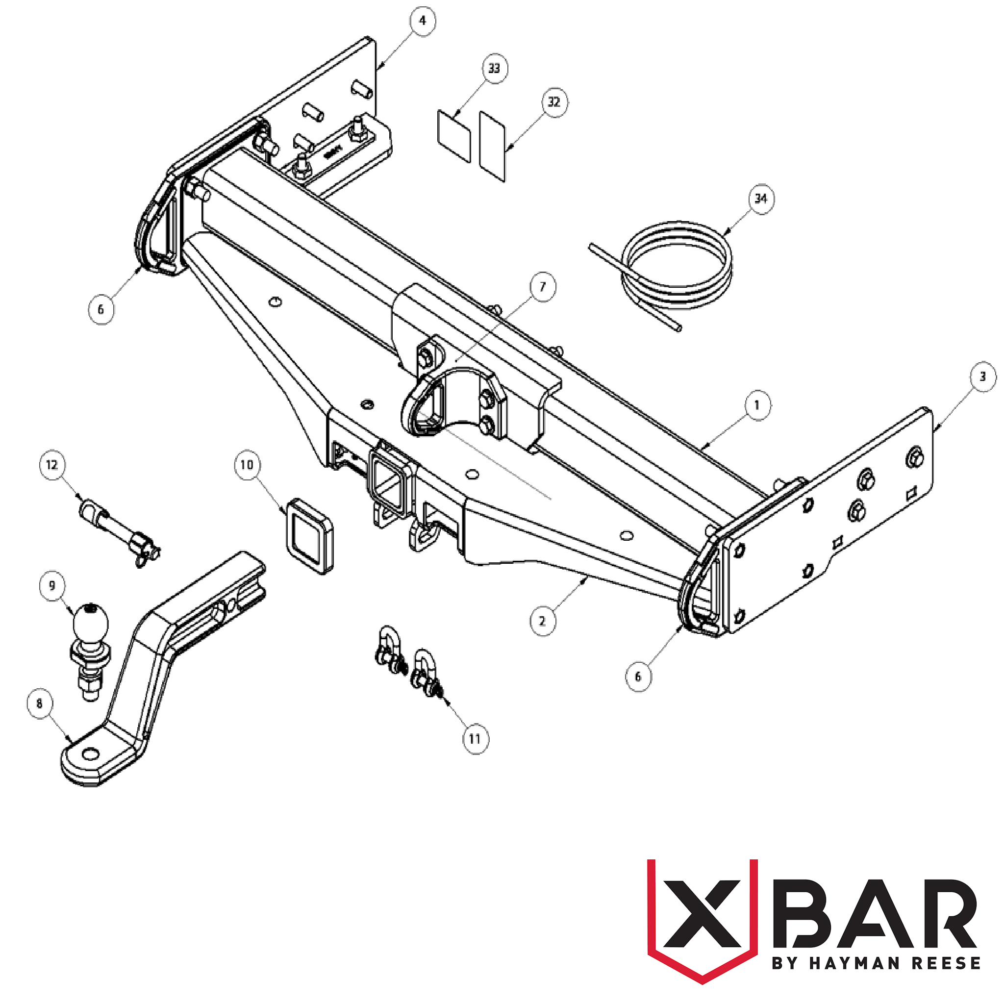 X-Bar Isuzu D-Max TF Cab Chassis No Bumper 06/2012 - 07/2020 - Towbar Kit