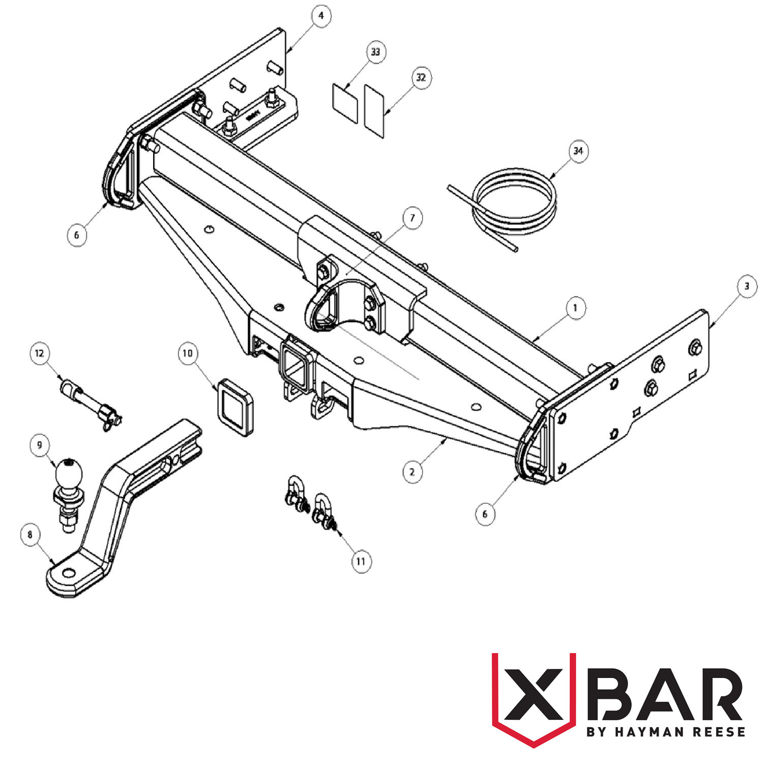 X-Bar Isuzu D-Max TF Cab Chassis No Bumper 06/2012 - 07/2020 - Towbar Kit