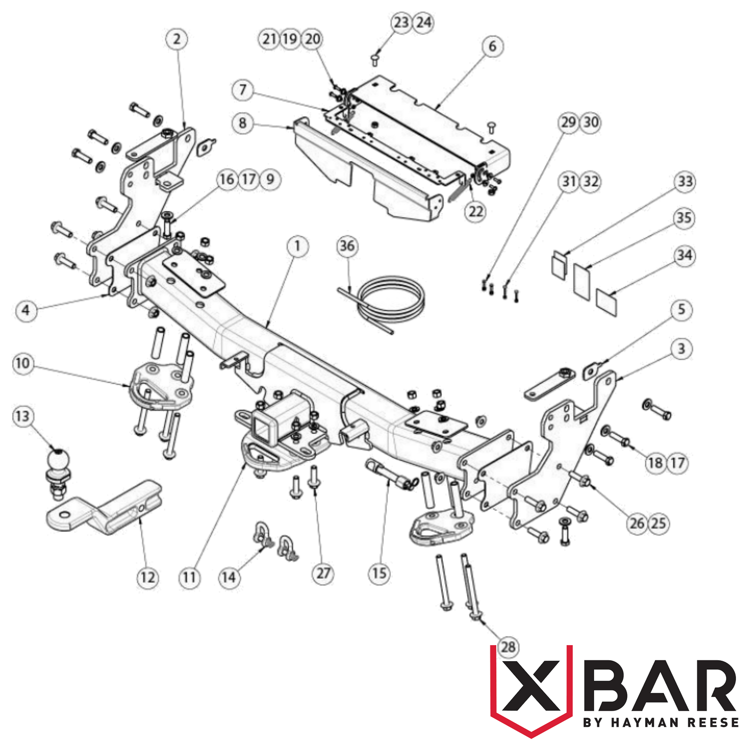 X-Bar Isuzu D-Max TF 2wd & 4wd Tub Body With Bumper 07/2020 - On - Towbar Kit