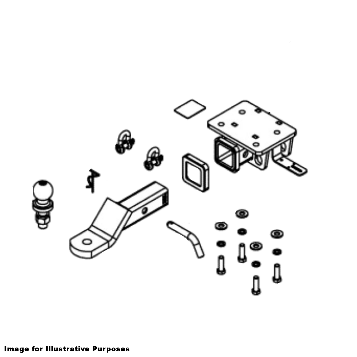 Illustrative diagram of mechanical parts on a white background