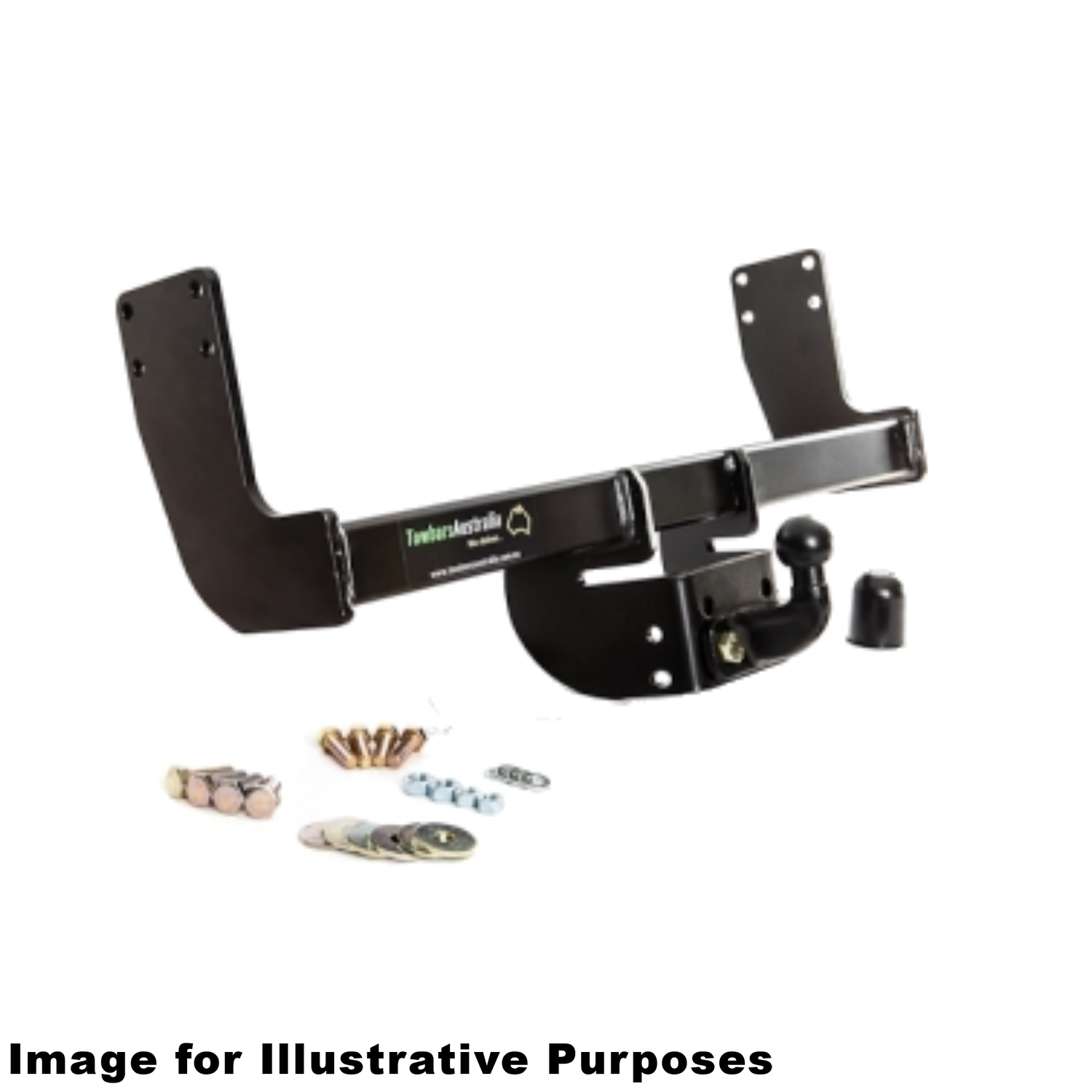 Tow hitch receiver with accessories on a white background