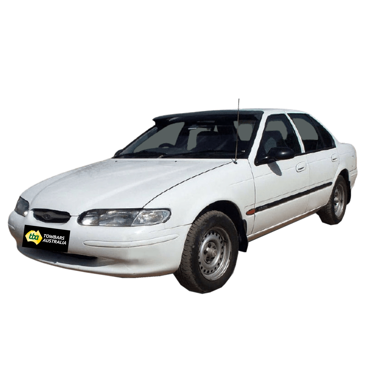White car with a Towbars Australia logo on a white background