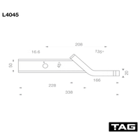 TAG 50m Ballmount - 208mm Long, 44mm Drop, 13mm Rise 135° Face 3500kg