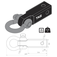 TAG Recovery Hitch - Fixed Bow Shackle (4.75T)