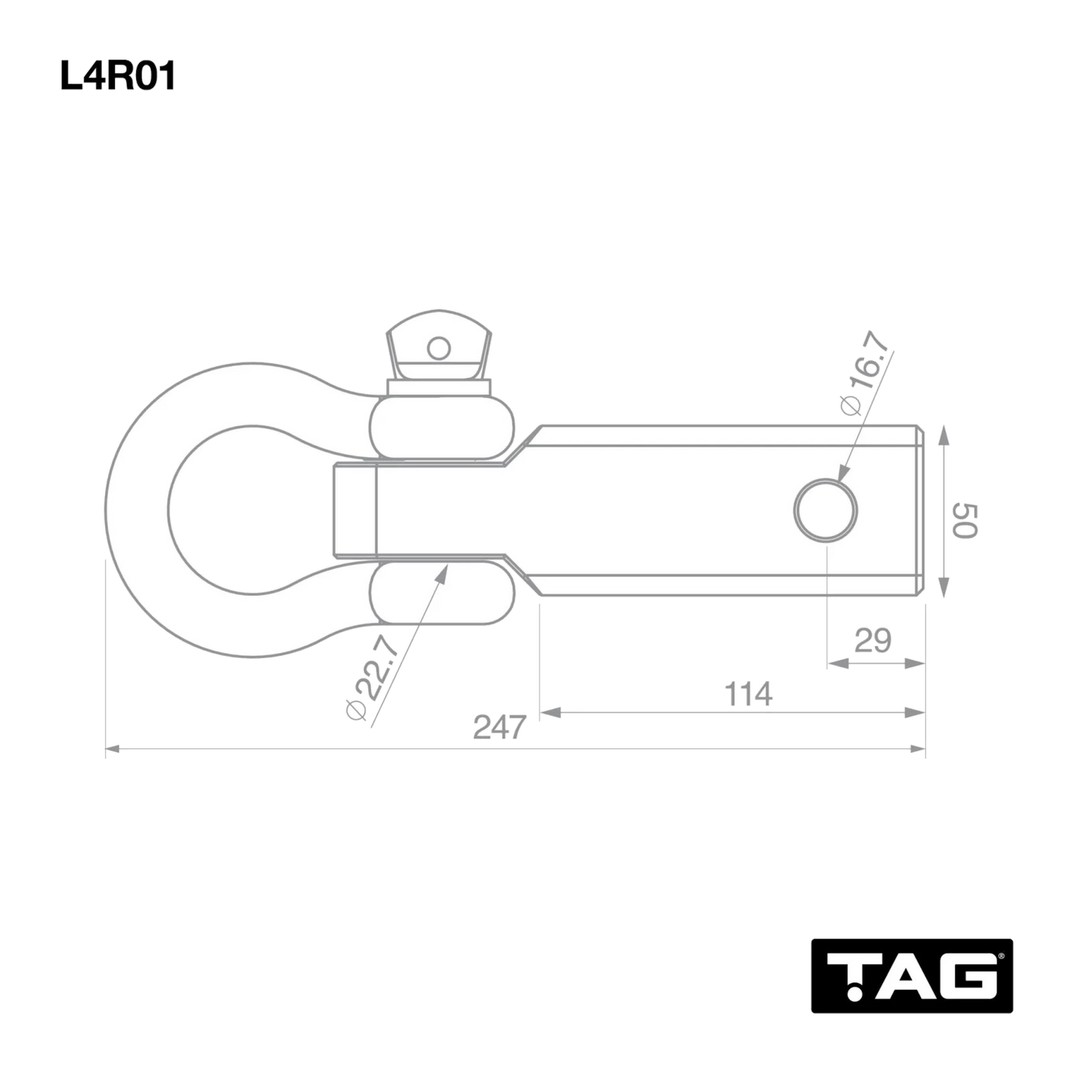 TAG Recovery Hitch - Fixed Bow Shackle (4.75T)