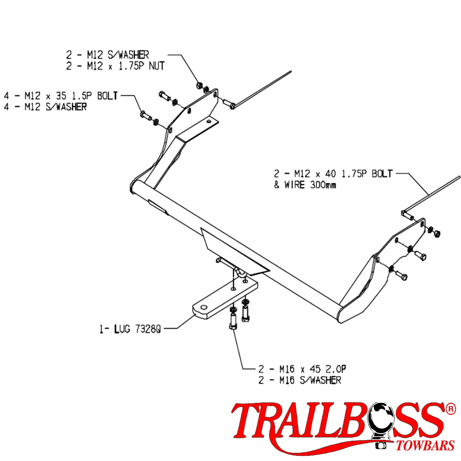 Ford Courier 2wd Cab Chassis No Step 06/1985 - 12/2006 - Towbar Kit