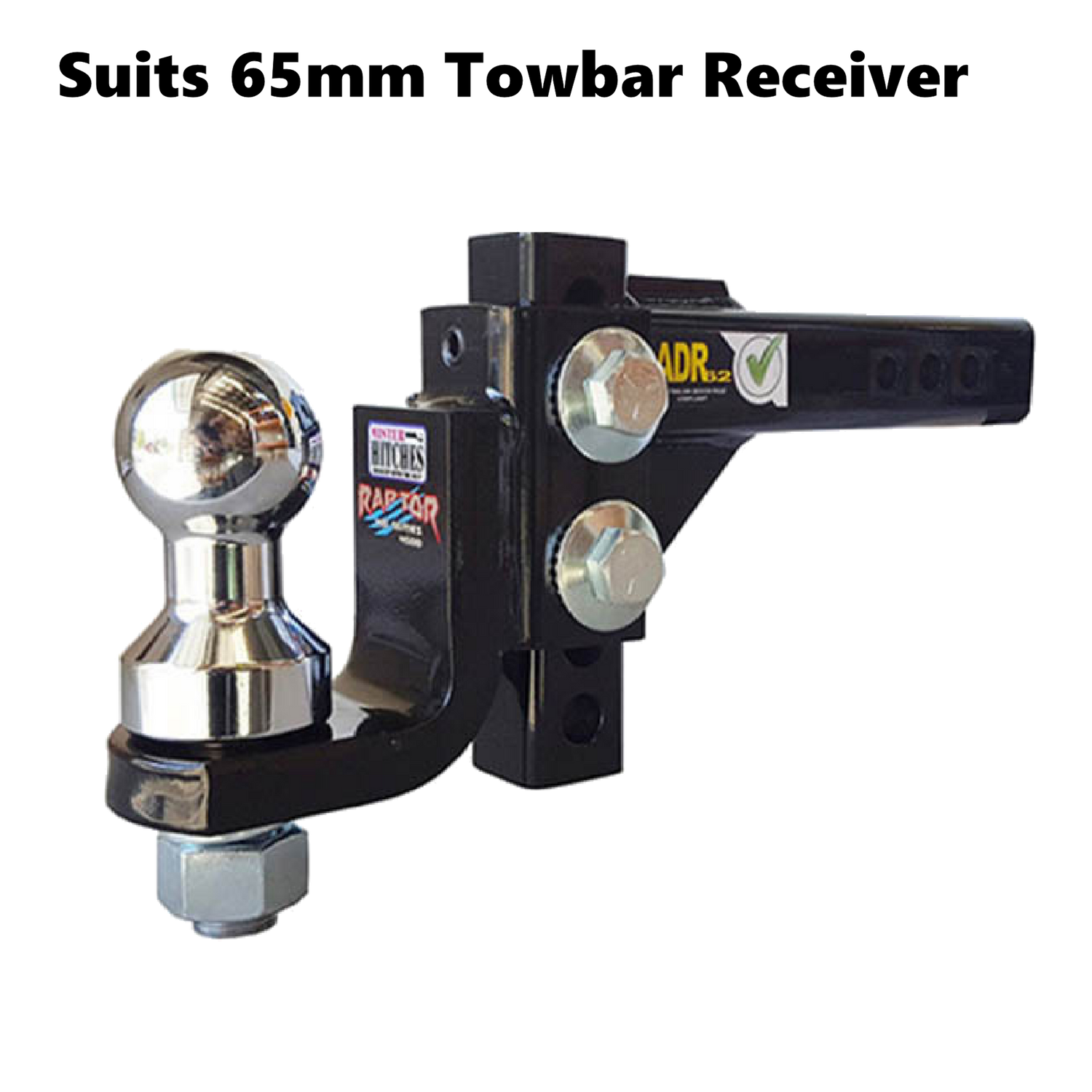 Raptor Super Duty Adjustable Ballmount to suit 65mm Receiver Rated to 4500kg