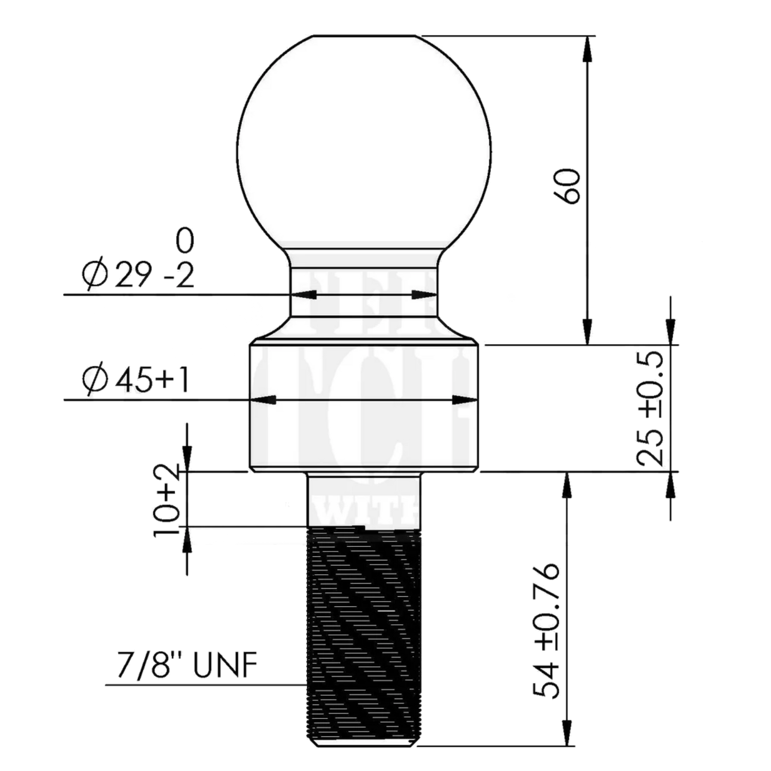 Hi-Rise Towball 3500kg, 25mm Shoulder Mister Hitches