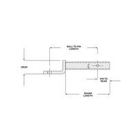 50mm Ballmount - 206mm Long, 155mm Drop, 90° Face 3500kg