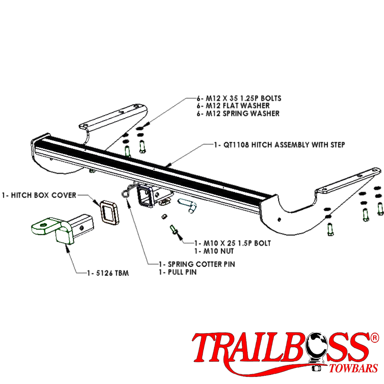 Toyota Tarago People Mover 03/2006 - 06/2021 (Comes with rear step) - Towbar Kit