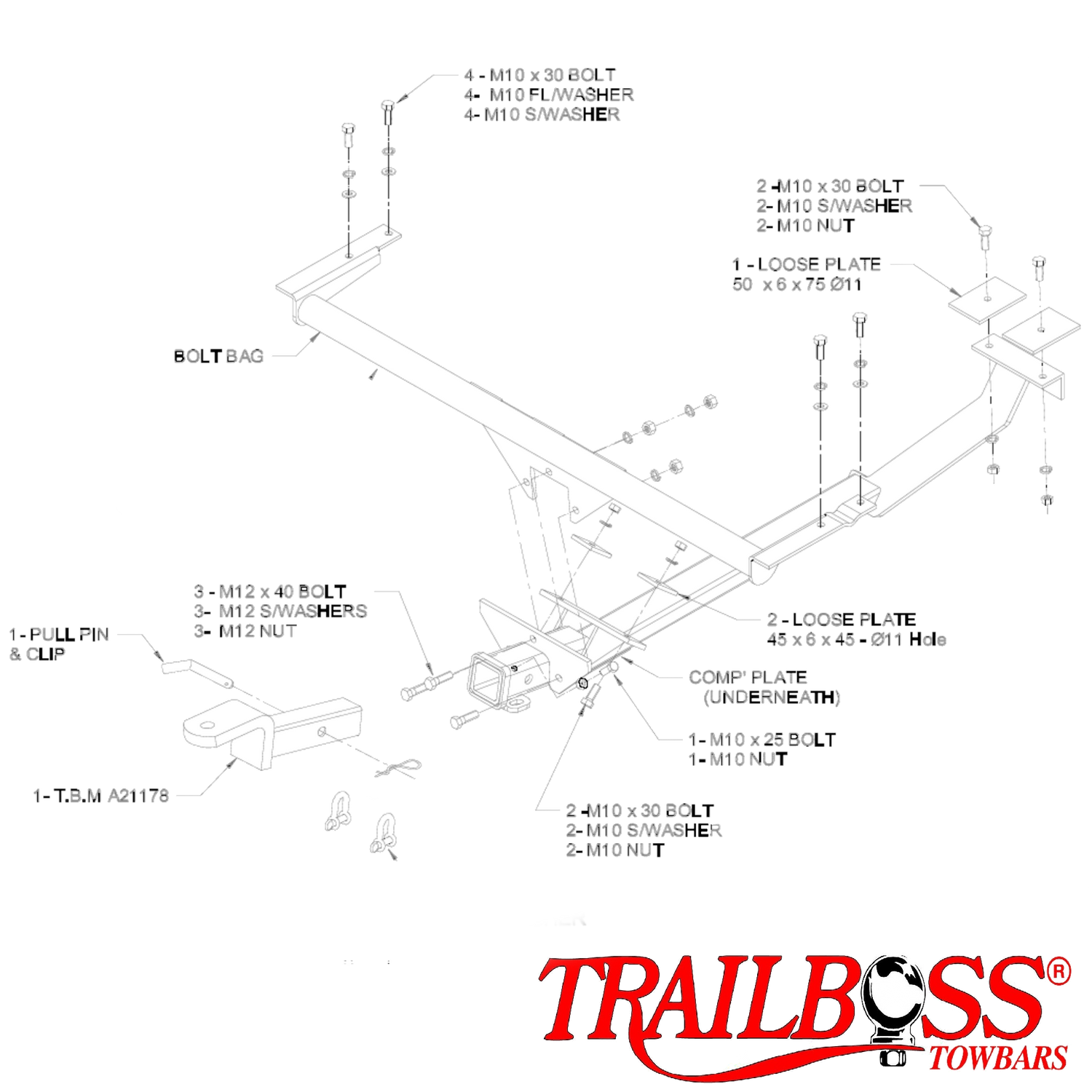 Toyota Avalon Sedan 06/2000 - 12/2004 - Towbar Kit