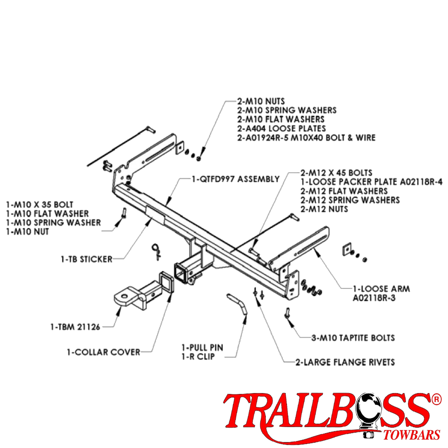 Ford Falcon BA & BF (Not XR6 or XR8) Sedan 10/2002 - 05/2008 - Towbar Kit