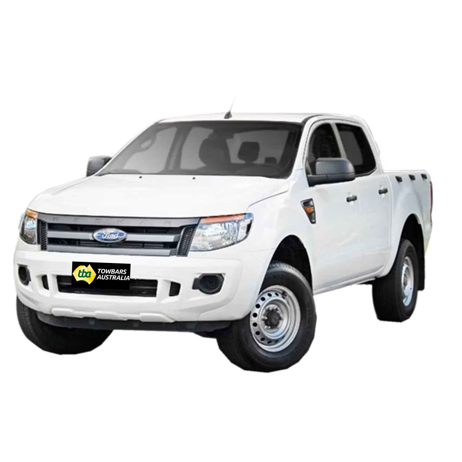 White Ford Ranger pickup truck on a white background
