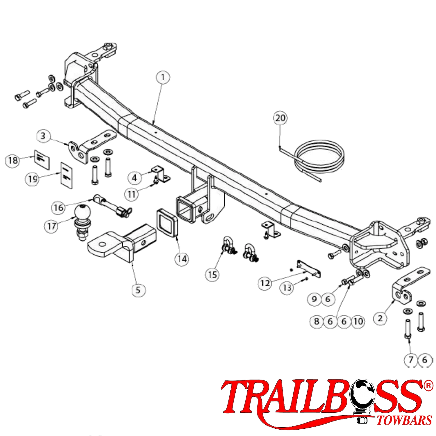 Exploded diagram of QTKM28L Towbar