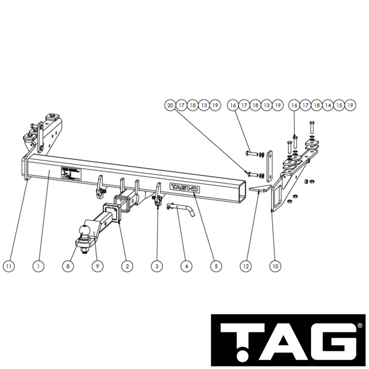 Truck Towbar Kit 4500kg (Receiver under cross beam) - Towbar Kit