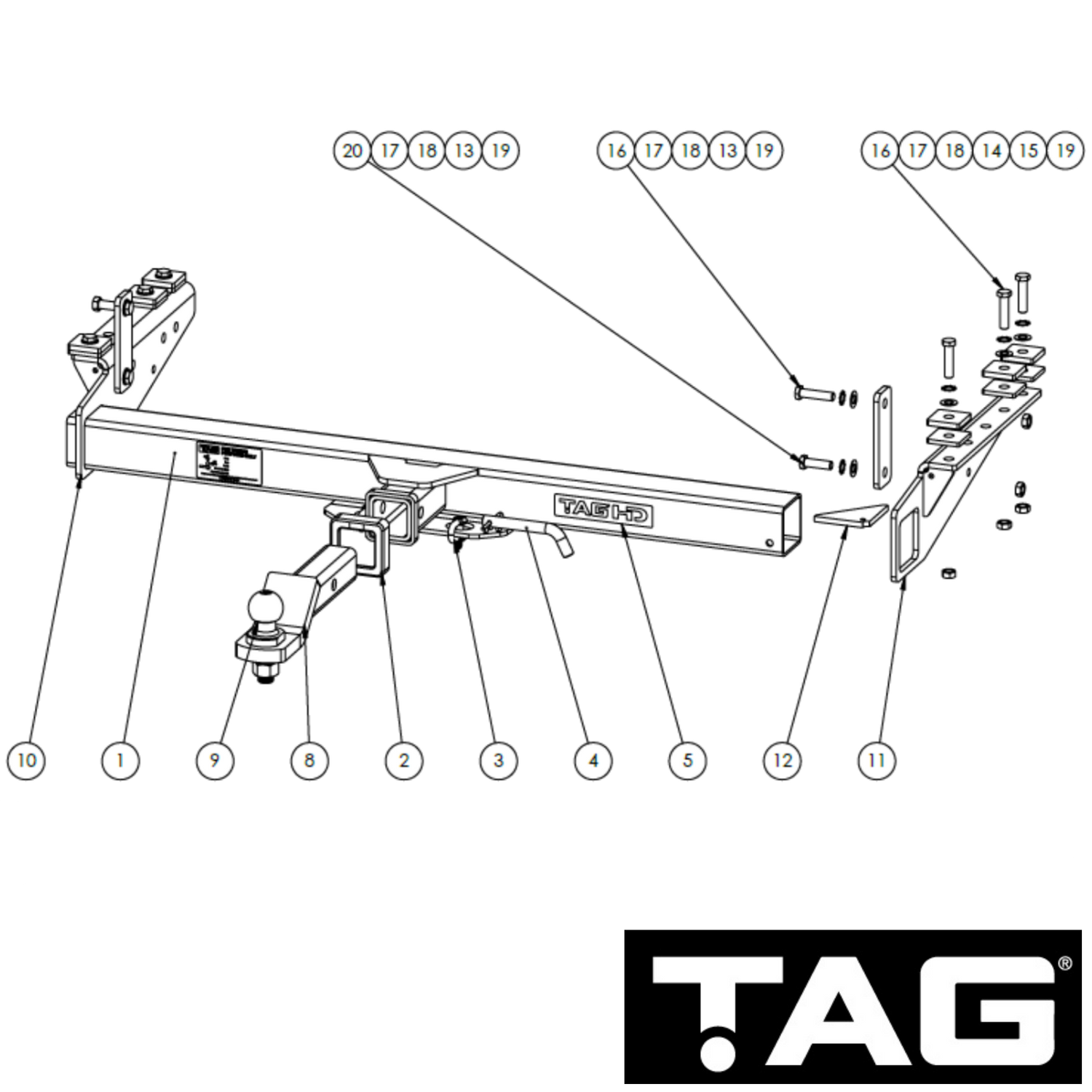 Truck Towbar Kit 3500 kg (Centre Mount) - Towbar Kit