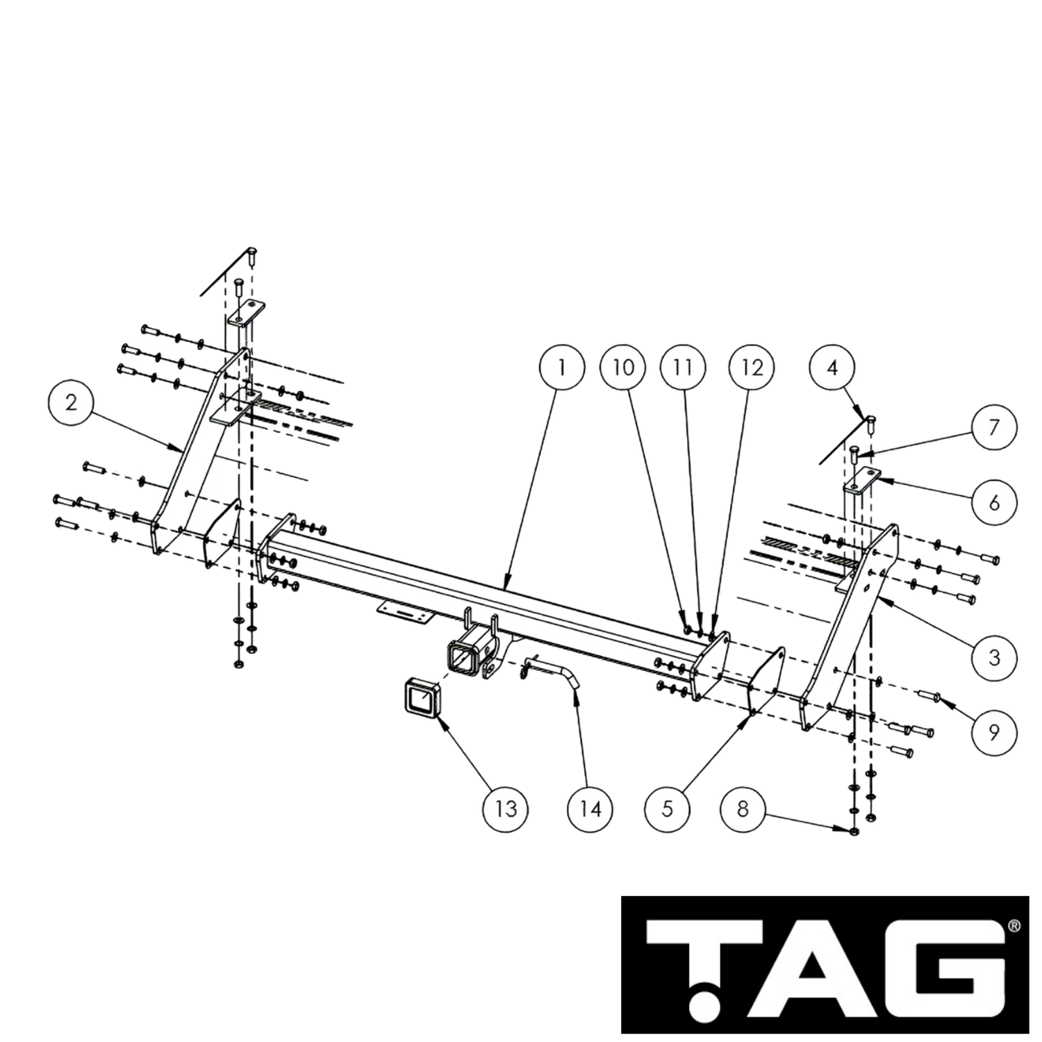 Ford Ranger Extended Cab Chassis 08/2015 - 04/2022 - Towbar Kit