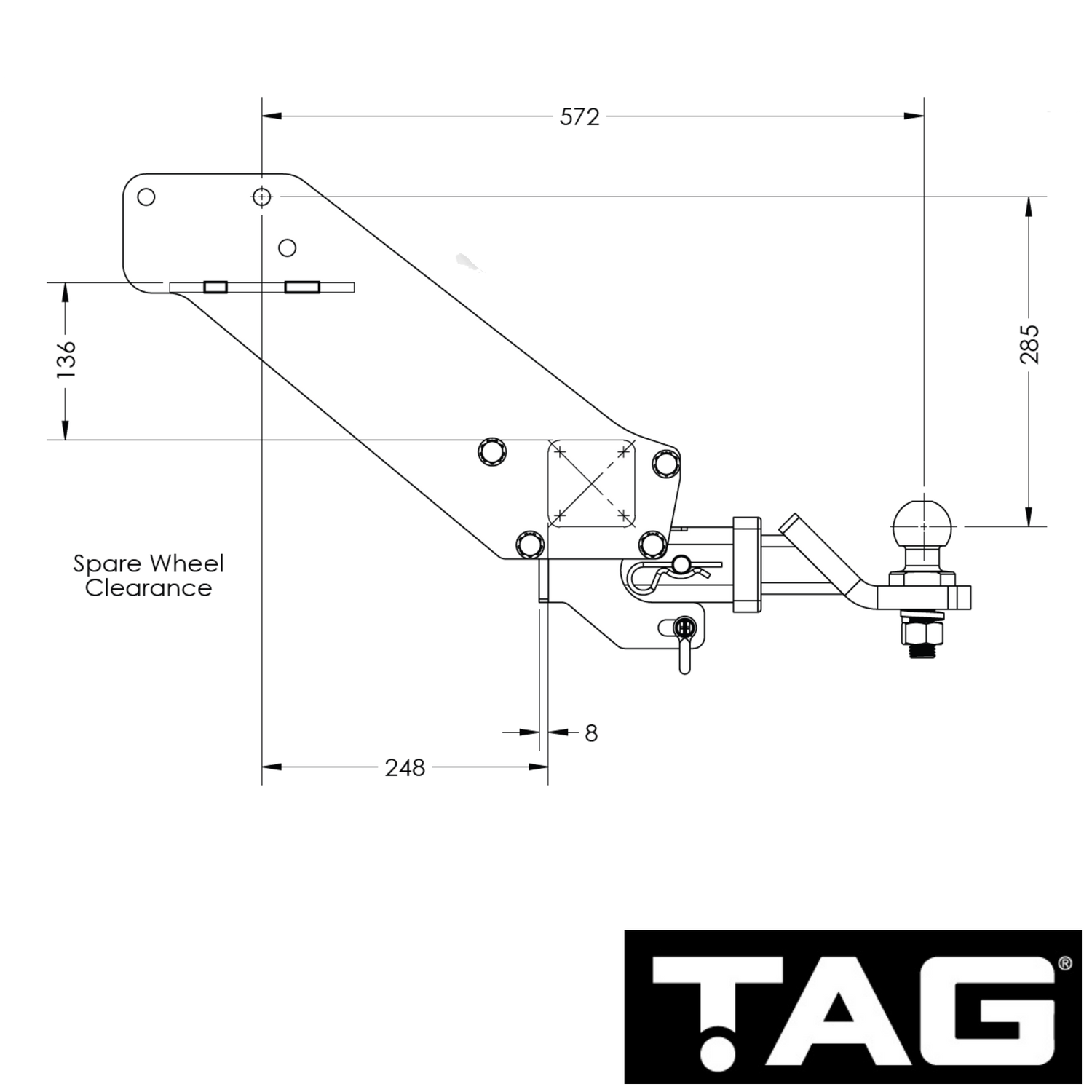 Ford Ranger Extended Cab Chassis 08/2015 - 04/2022 - Towbar Kit