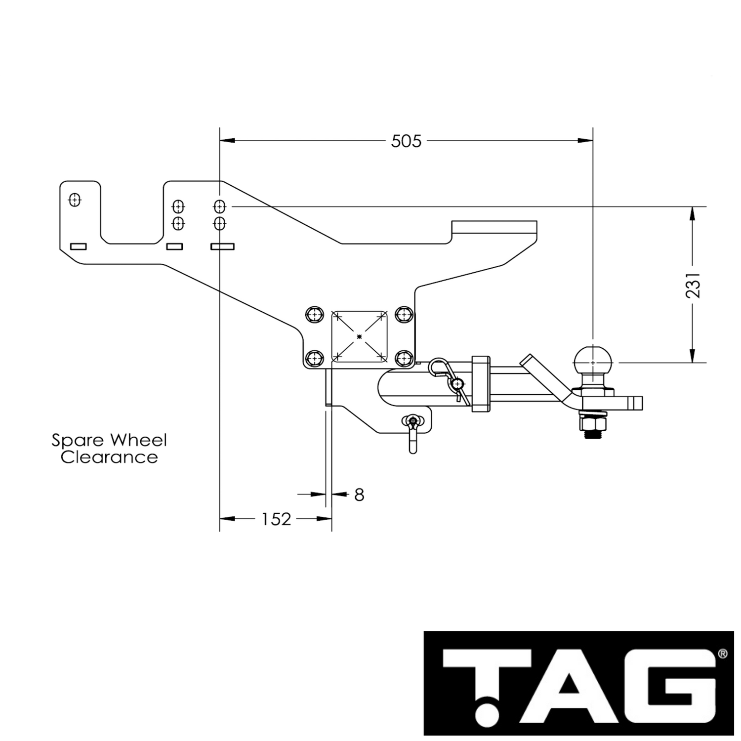 Isuzu D-Max Cab Chassis Extended Tray 06/2020 - On - Towbar Kit