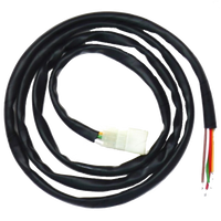 A coiled black wiring harness with a white connector on one end and colored wires on the other, consistent with vehicle electrical systems.