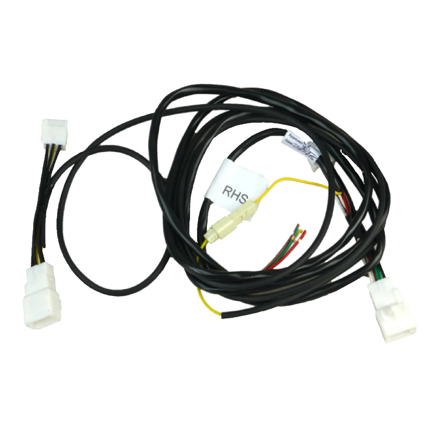 A direct fit wiring harness for a Toyota HiAce Van, featuring various connectors and wiring bundled together.