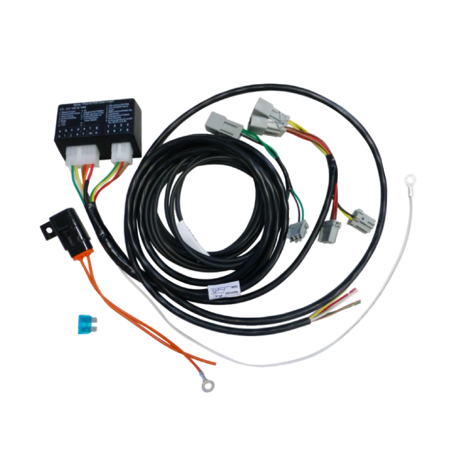 A direct fit wiring harness for a Mazda CX-5 SUV, including various cables and connectors.