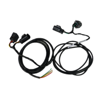 A direct fit wiring harness for a Jeep Wrangler SUV, including trailer connection plug, depicted against a plain background.