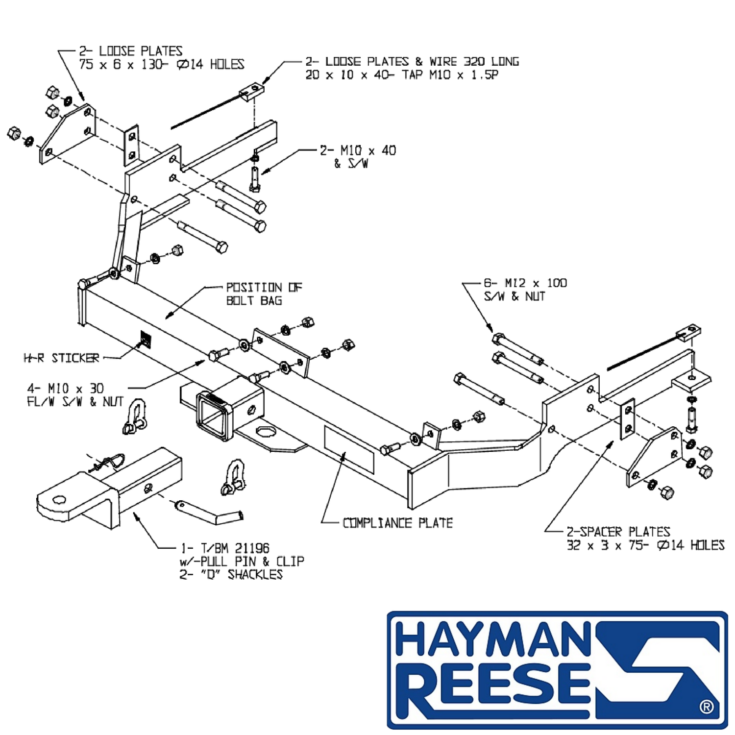 Ford Falcon XA - XG Panel Van 01/1972 - 03/1996 - Towbar Kit