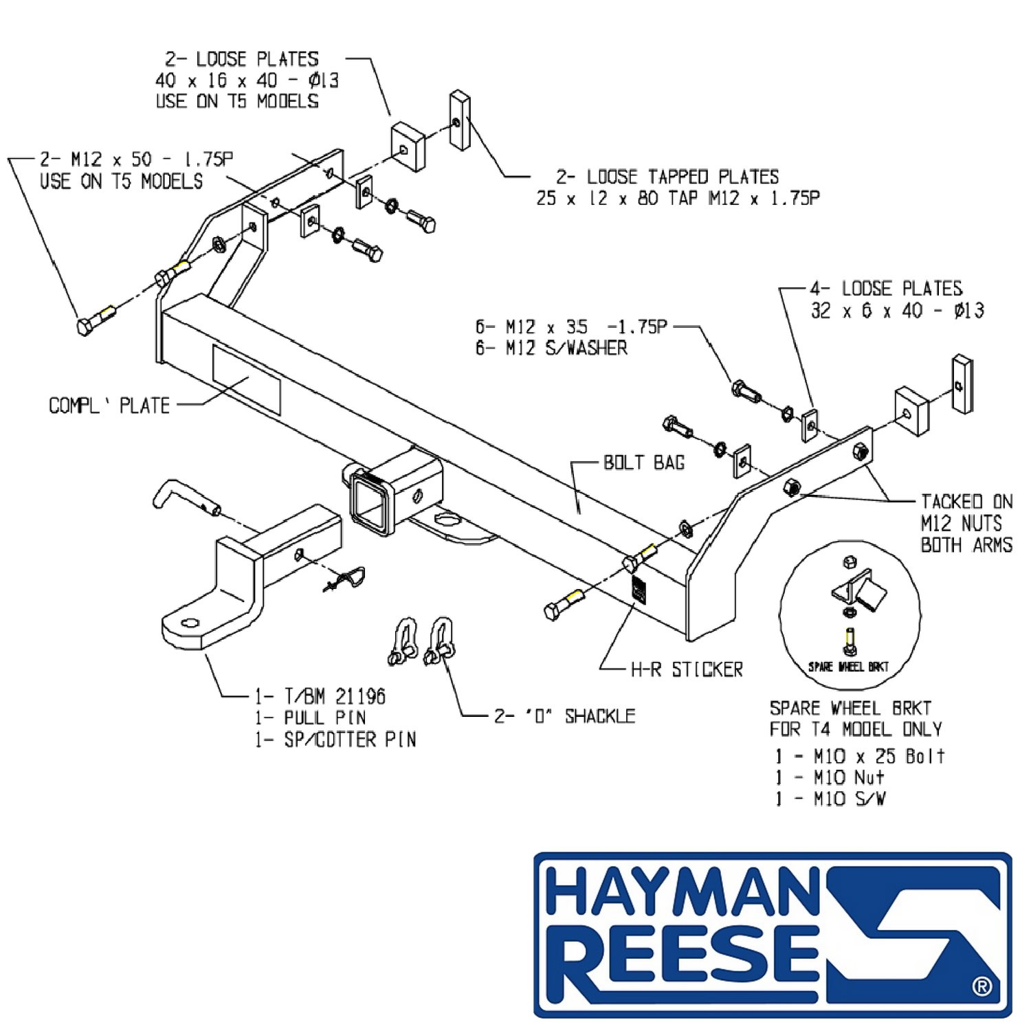 Volkswagen Transporter T4, T5 & T6 Single & Dual Cab Chassis 09/1994 - 06/2020 - Towbar Kit