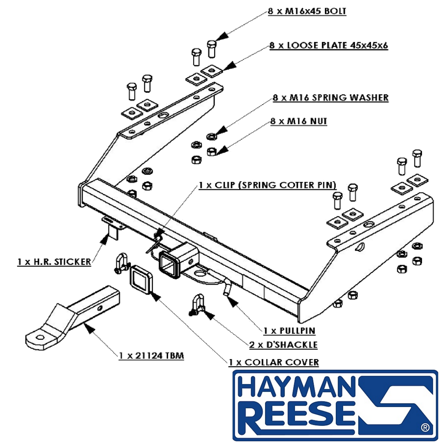 Ford F-250 Tub Body 07/2001 - 06/2006 - Towbar Kit