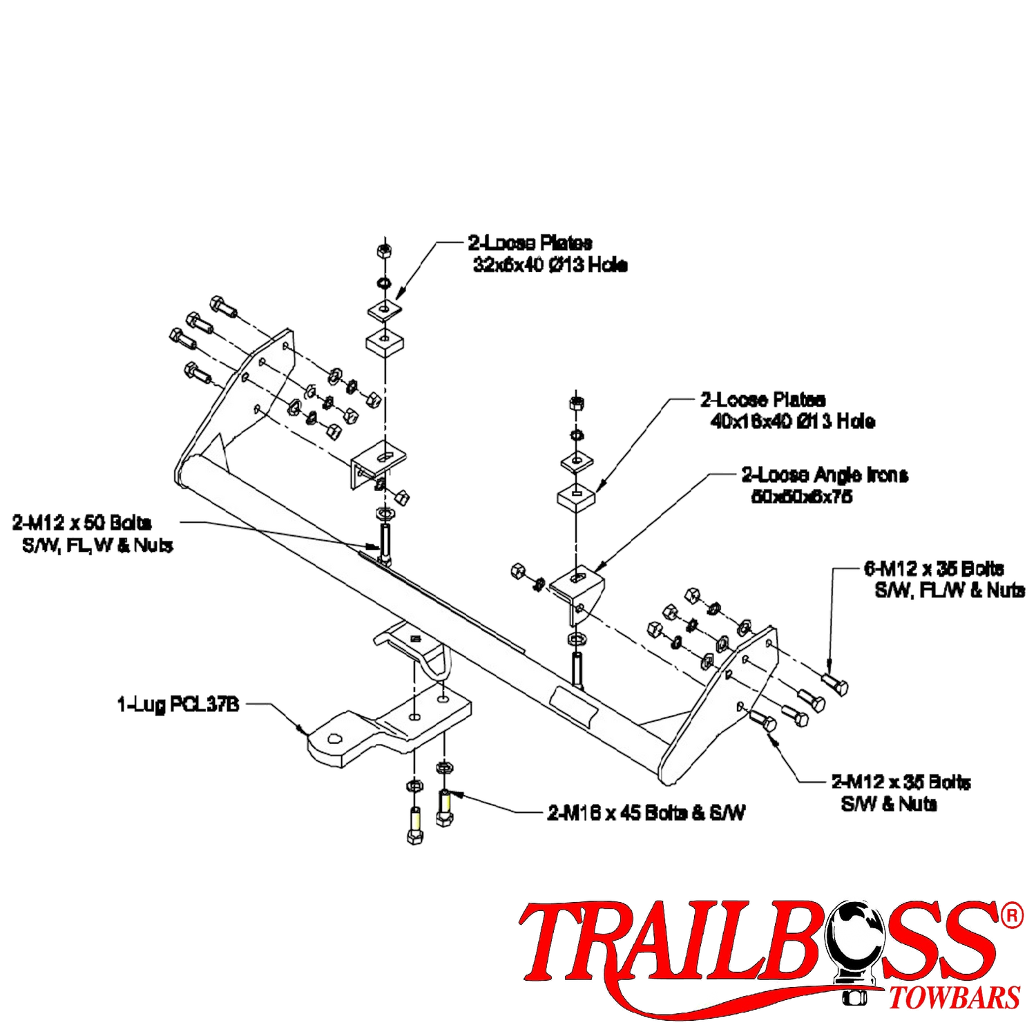 Mitsubishi Triton 2wd & 4wd Cab Chassis 10/1986 - 07/2006 - Towbar Kit