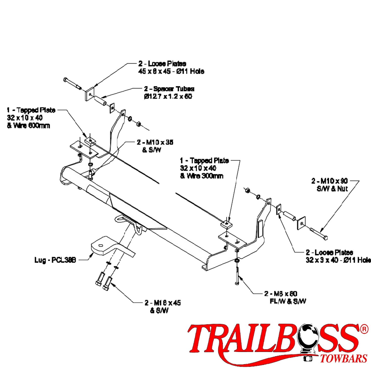 Mitsubishi L300 SF-SJ SWB/MWB/LWB Van & LPG 10/1986 - 08/1994 - Towbar Kit