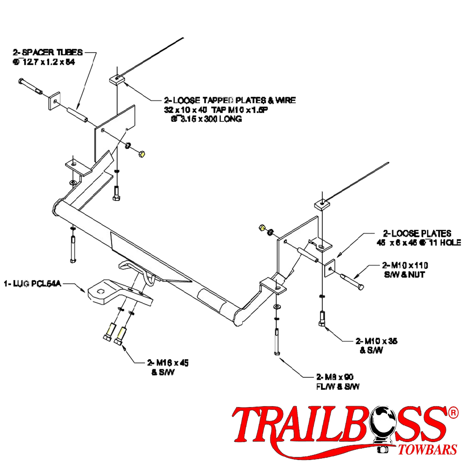 Mitsubishi Express Starwagon L300 2WD SWB MWB (Walkthrough only) 10/1994 - 02/2020 - Towbar Kit
