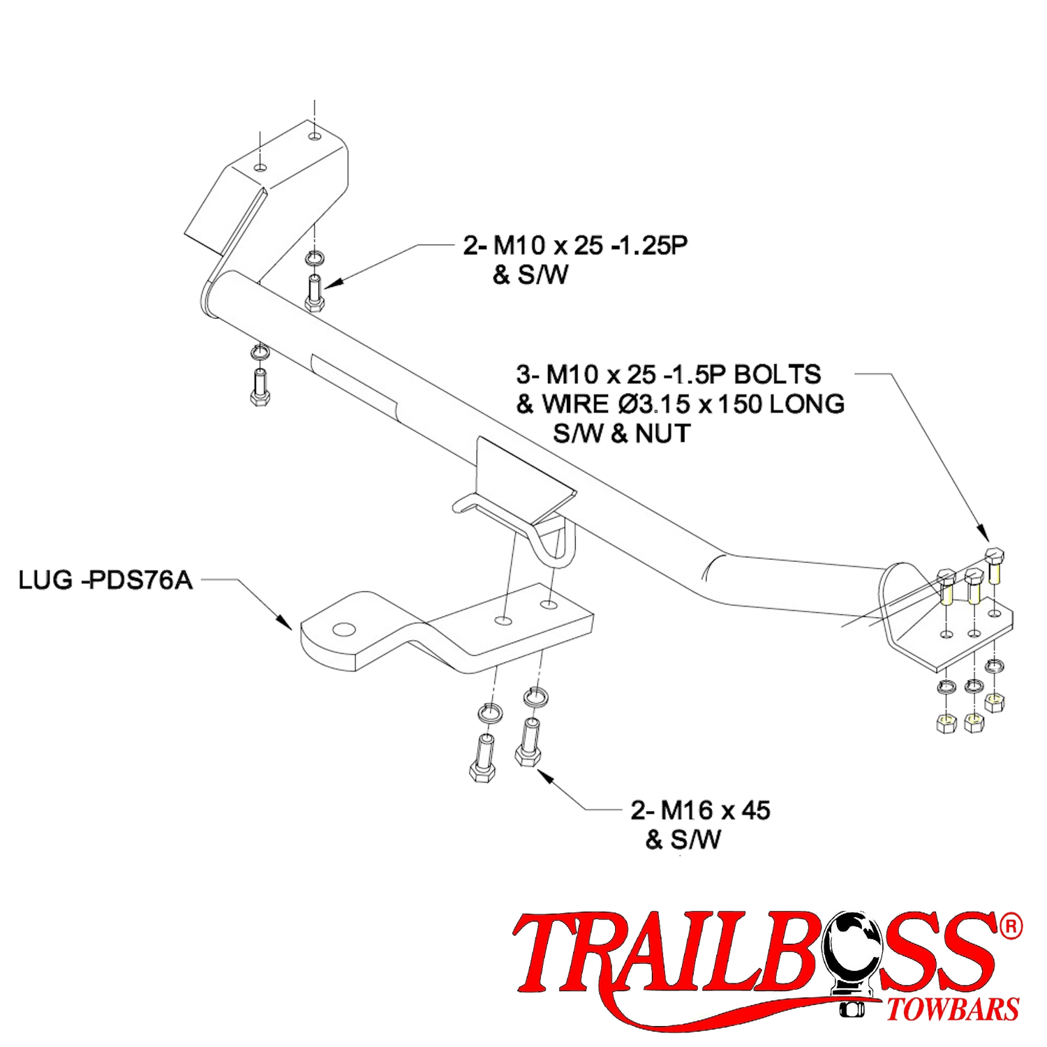Nissan Pulsar N15 Sedan (Not SSS) 08/1995 - 06/2000 - Towbar Kit