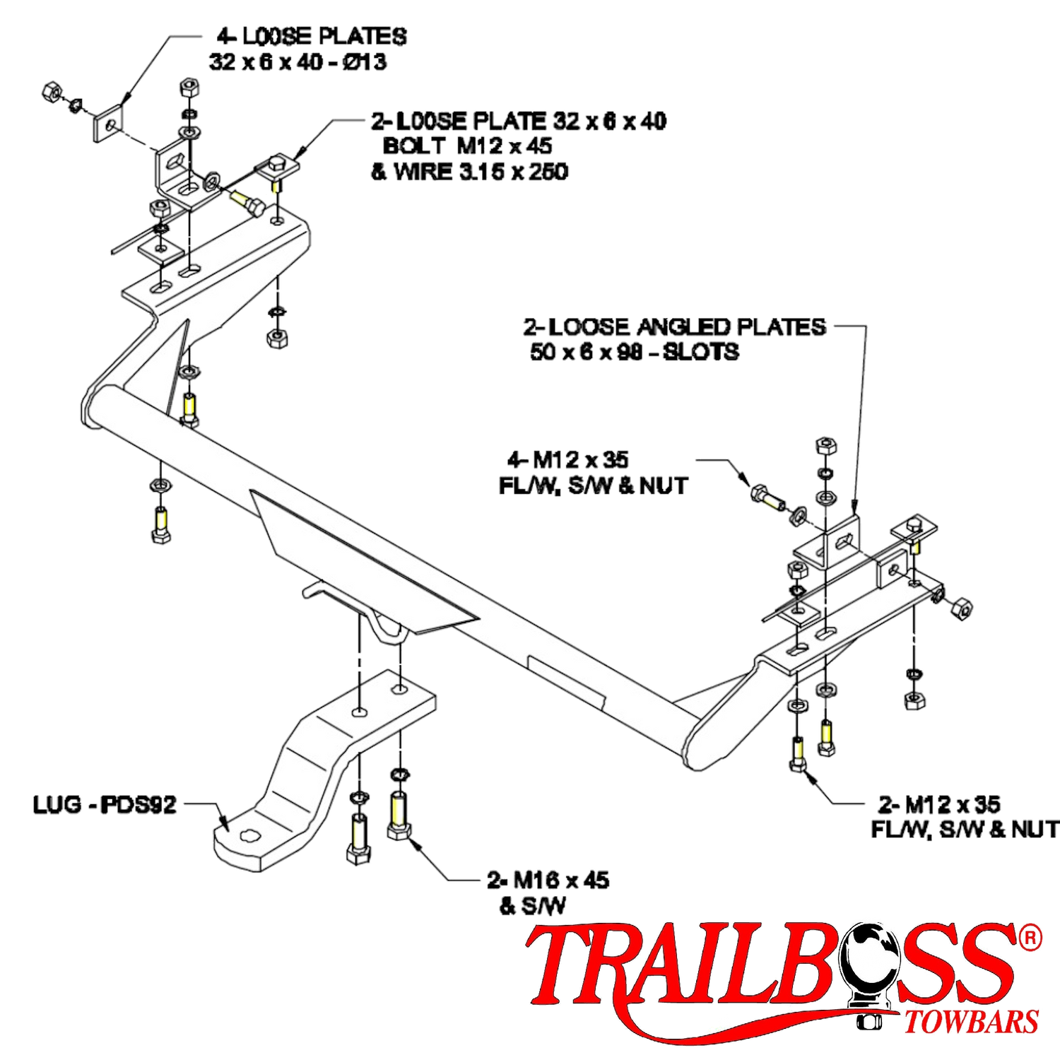 Nissan Navara D21 & D22 4wd Tub Body No Step 01/1986 - 03/2009 - Towbar Kit