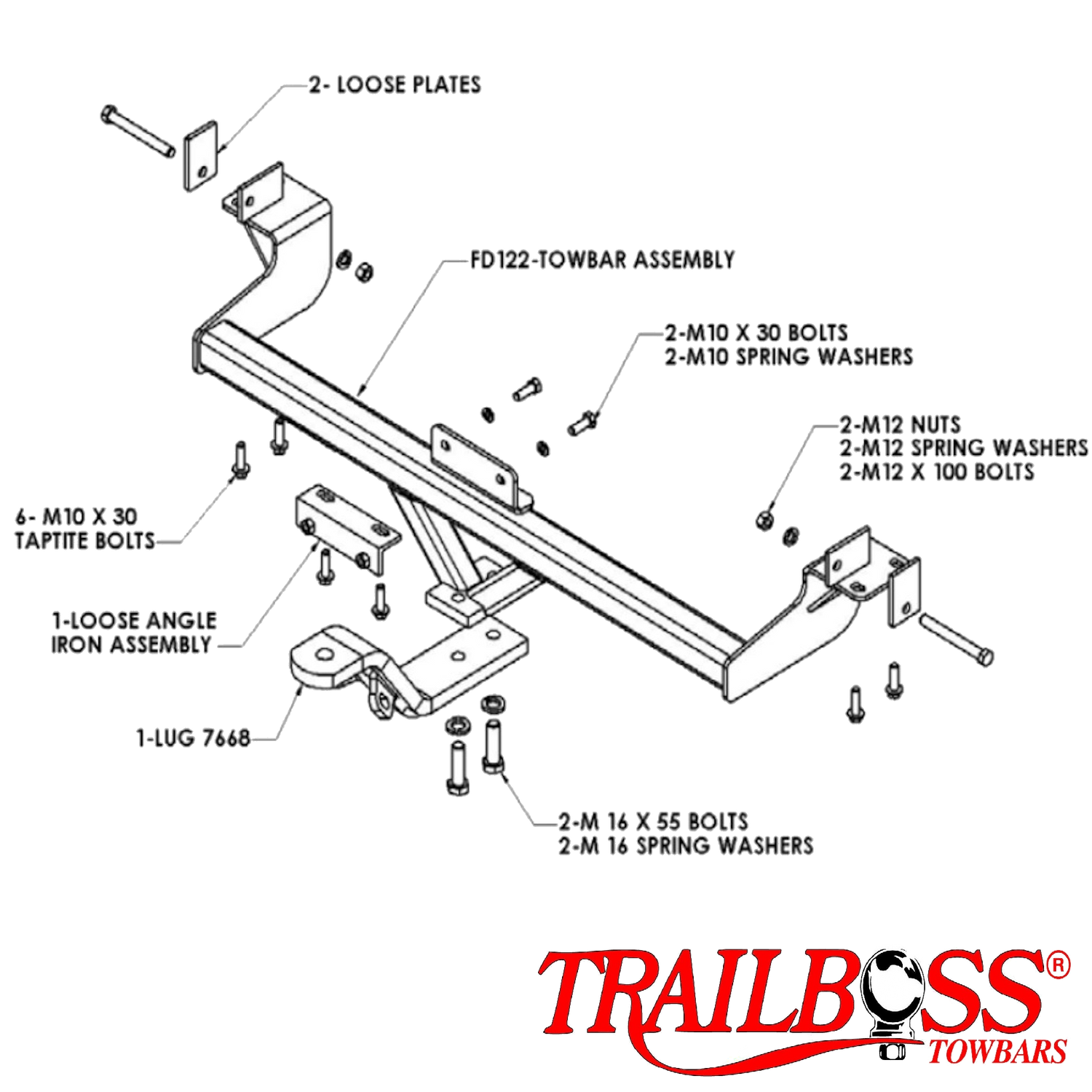 Ford Falcon AU BA BF FG FGX (XR6, XR8 & FPV Only) Tub Body 07/1999 - On - Towbar Kit
