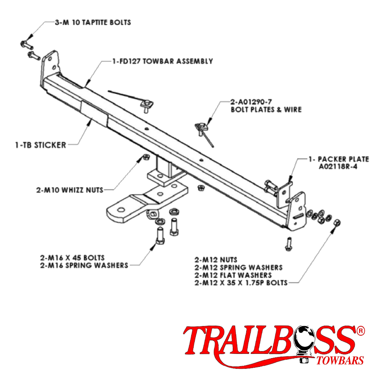 Ford Falcon BA, BF Sedan (Inc XR6 & XR8) 10/2002 - 05/2008 - Towbar Kit