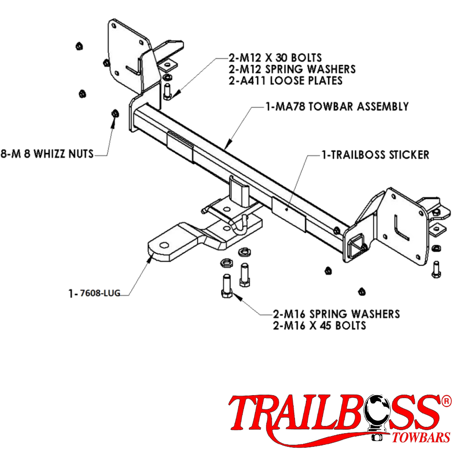 Mazda 3 Sedan (Not SP or MPS) 06/2003 - 03/2009 - Towbar Kit
