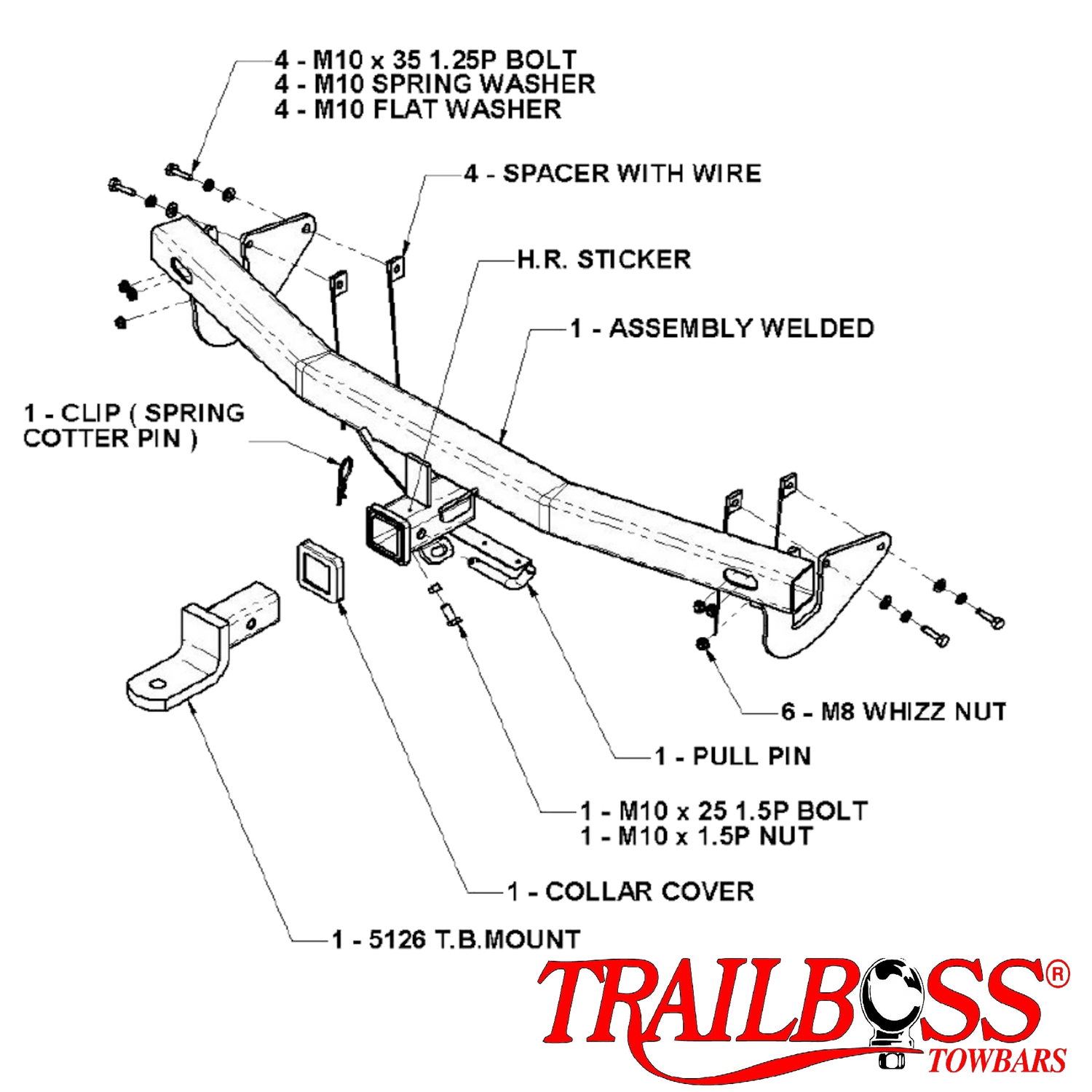 Toyota Kluger SUV 11/2003 - 07/2007 - Towbar Kit