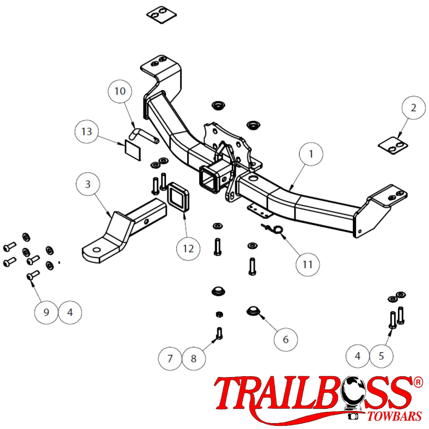 Toyota Prado 5 Door SUV 11/2009 - 11/2017 (Spare Wheel Under) - Towbar Kit
