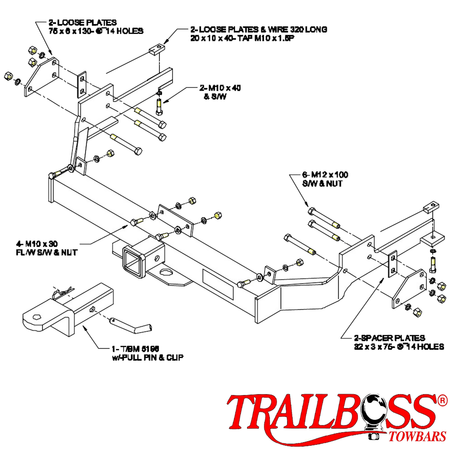 Ford Falcon XA-XG Tub Body 01/1972 - 03/1996 - Towbar Kit
