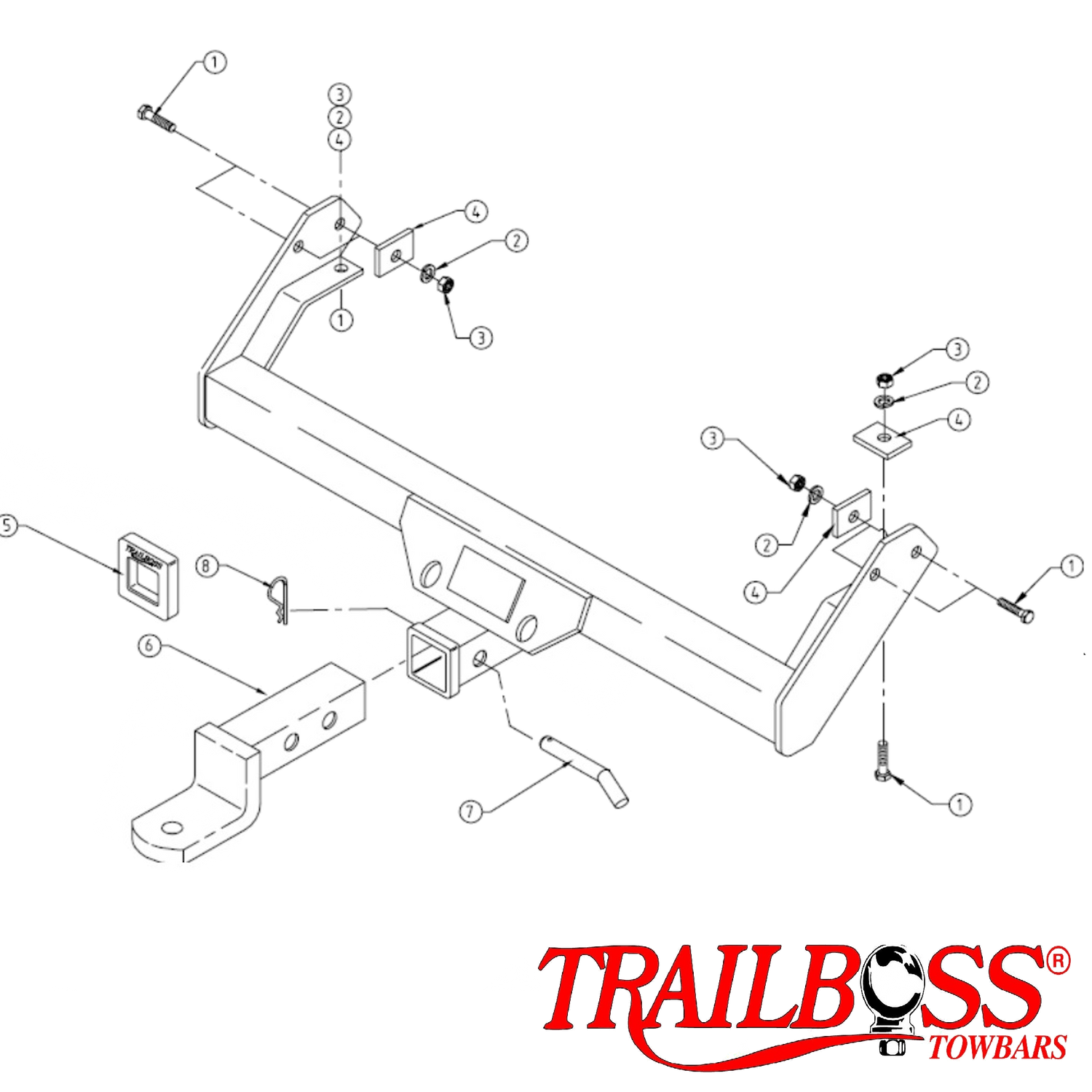 Toyota HiLux 2wd & 4wd Cab Chassis Without Step 10/1983 - 03/2005 - Towbar Kit