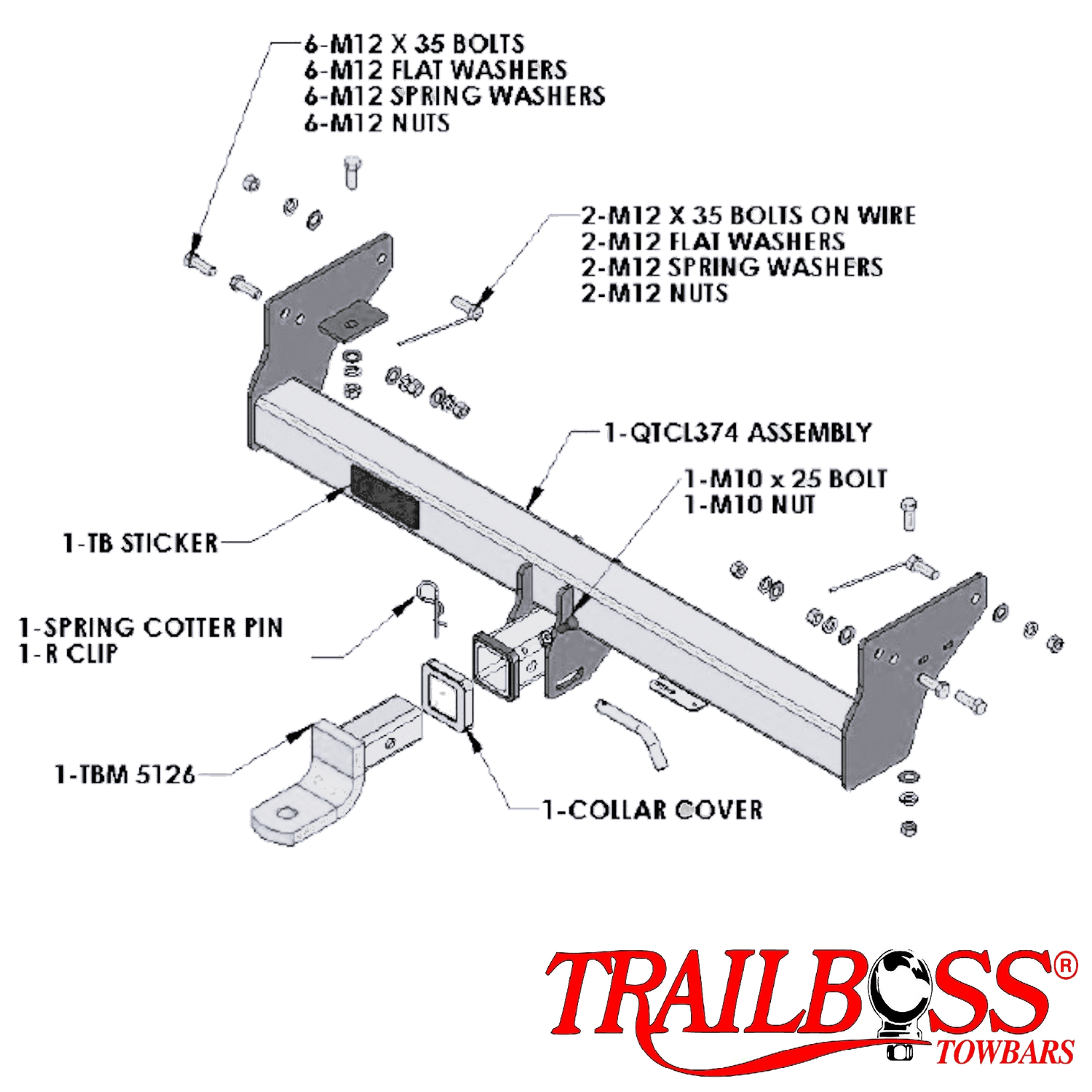 Mitsubishi Triton 2wd & 4wd Single Cab Cab Chassis No Bumper 08/2006 - 09/2009 - Towbar Kit