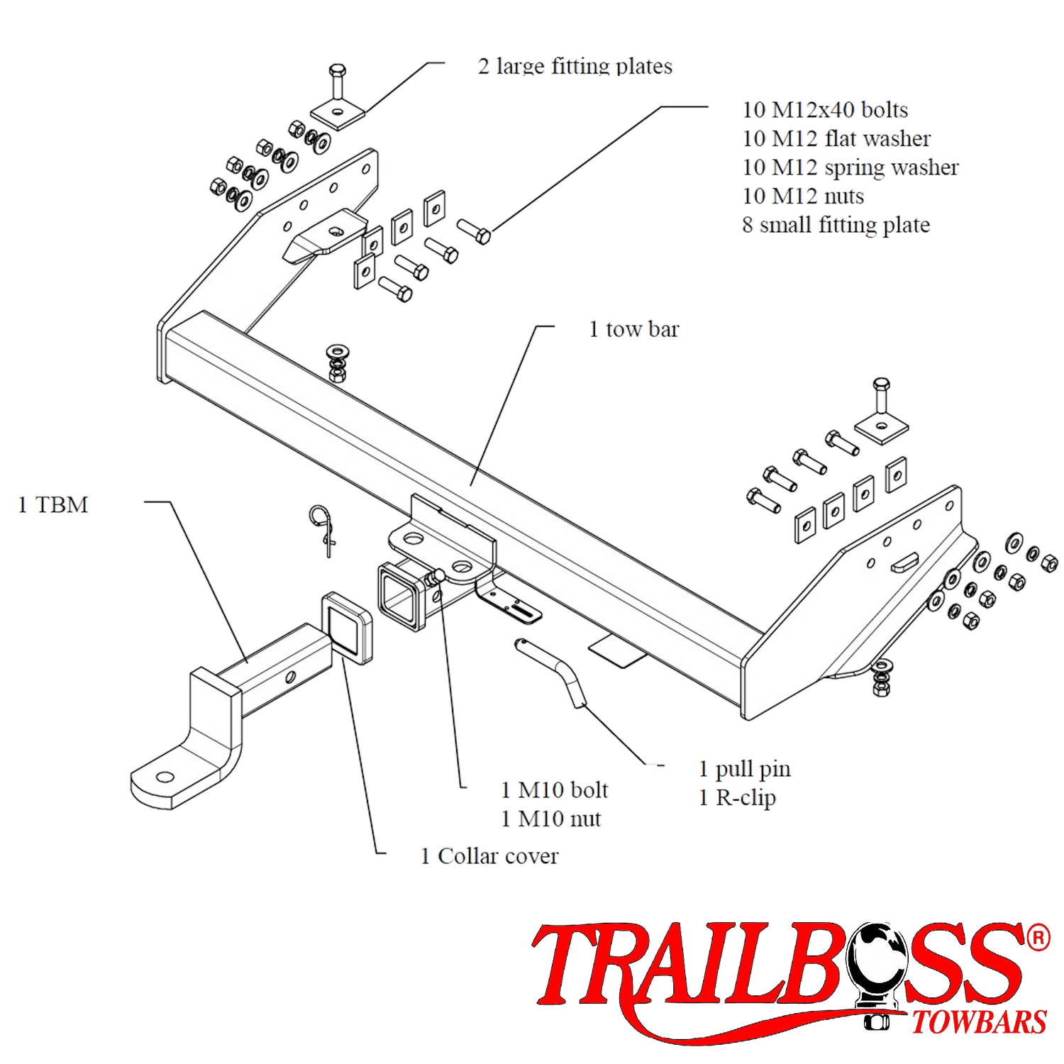 Mitsubishi Triton 2wd Cab Chassis No Bumper 05/2015 - 10/2018 - Towbar Kit