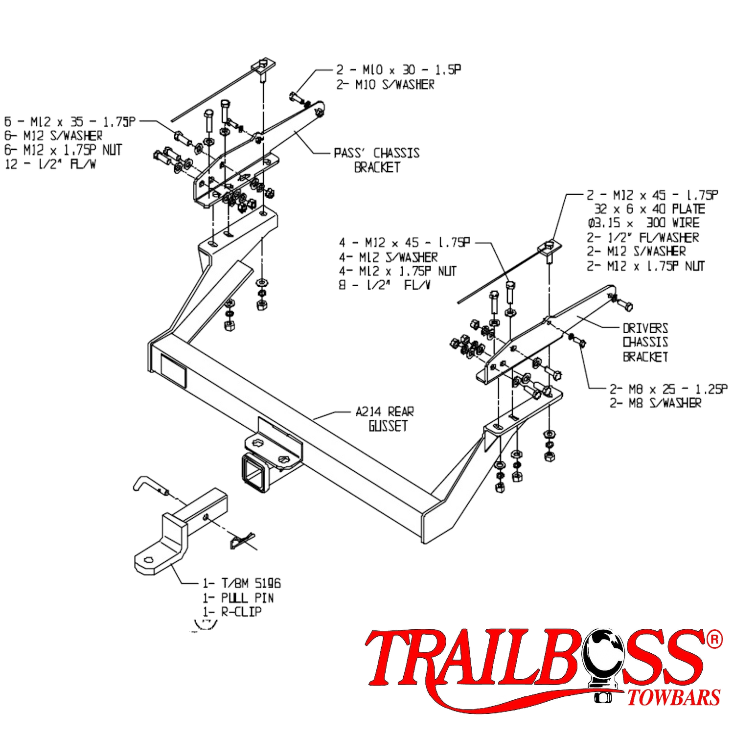 Nissan Navara D21 & D22 2wd & 4wd 01/1985 - 03/2009 Styleside Tub Body No Bumper - Towbar Kit