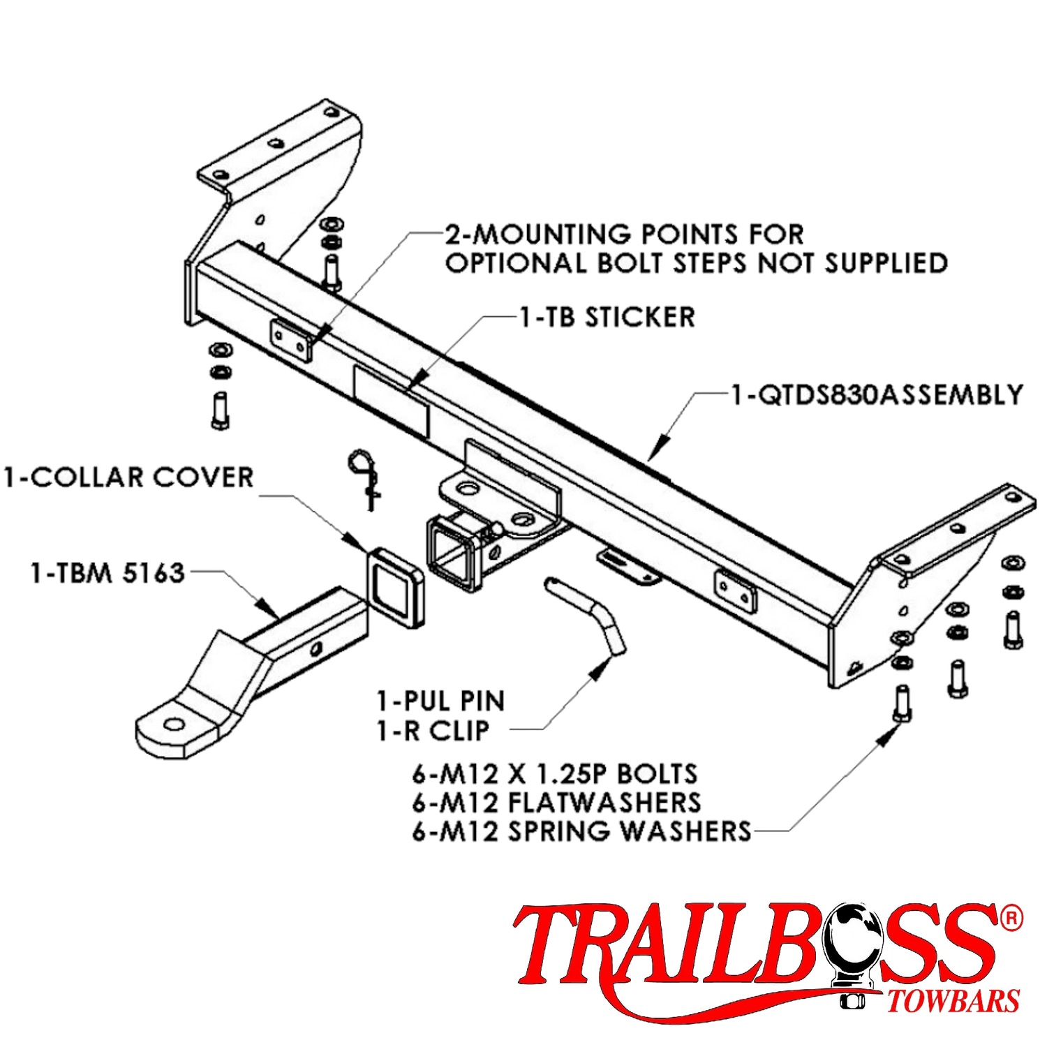 Nissan Navara D40 ST 2wd & 4wd Styleside Without Bumper 12/2005 - 12/2009 - Towbar Kit