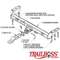 Nissan Navara D40 ST 2wd & 4wd Styleside Without Bumper 12/2005 - 12/2009 - Towbar Kit