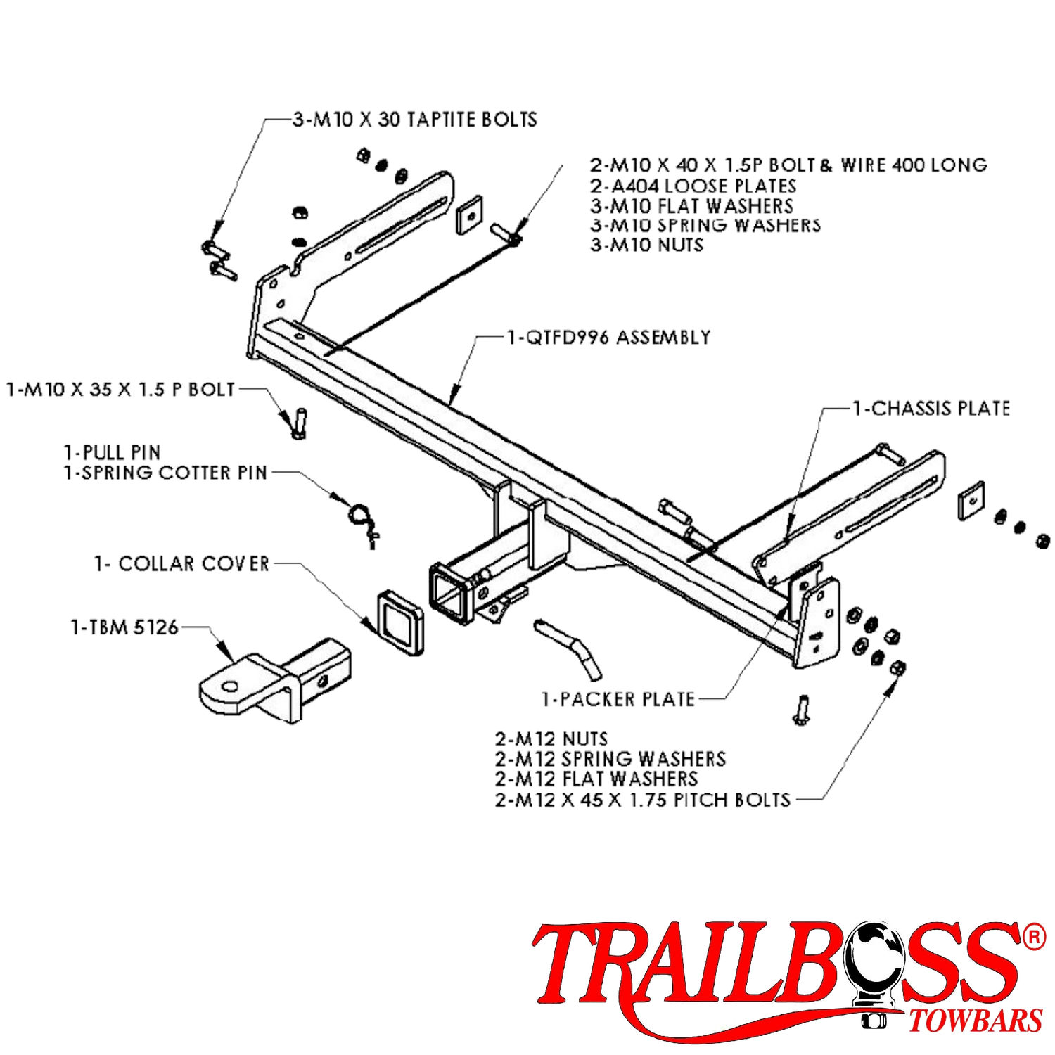 Ford Falcon BA BF (Inc XR6 & XR8) Sedan 10/2002 - 05/2008 - Towbar Kit