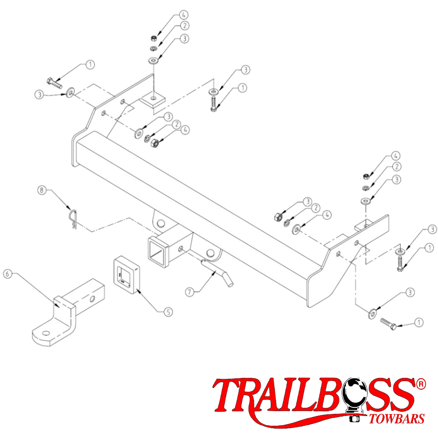 Holden Rodeo (Not Sports) Tub Body 01/1981 - 02/2003 - Towbar Kit